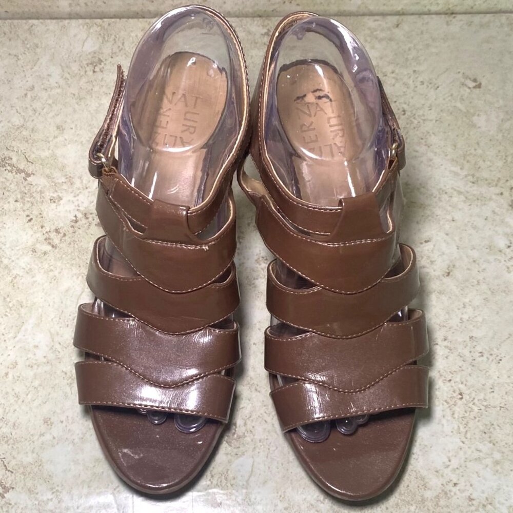 Naturalizer Brown Strappy Open-Toe Heeled‎ Sandals Size 8.5 CottageCore Casual - Picture 3 of 11